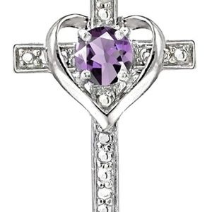 Sterling Silver + White Gold Cross Heart Necklace